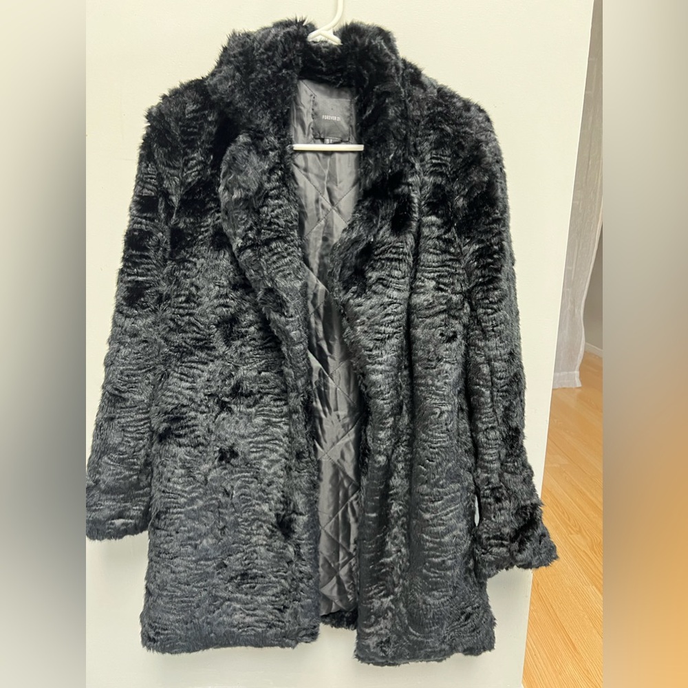 Black Faux Fur Coat